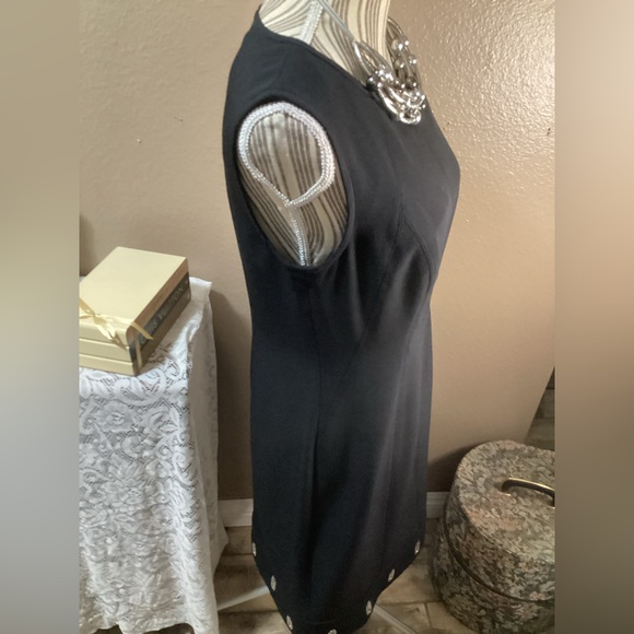 Anne Klein Black MIDI Dress w/Silver hem. Like New - Picture 2 of 10